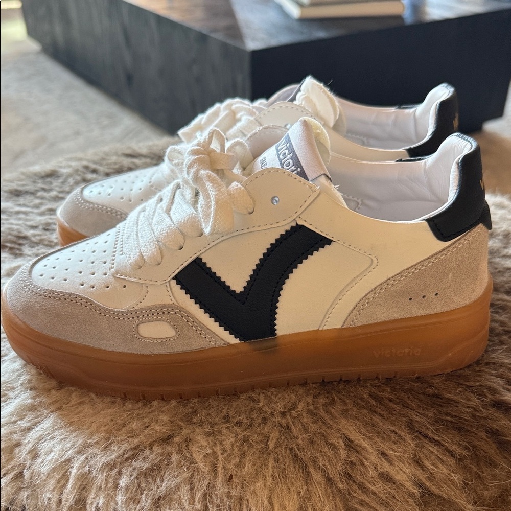 Veja White and Black Sneakers with Gum Sole